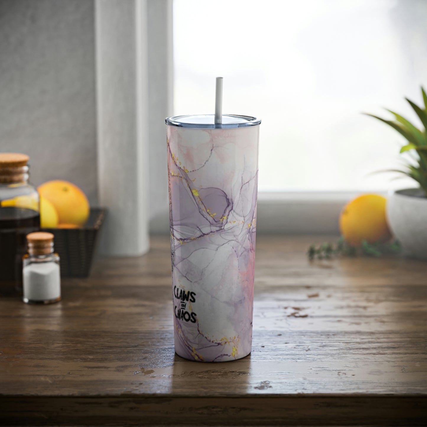 Skinny Steel Tumbler with Straw, 20oz