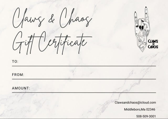 Claws and Chaos Gift Certificate