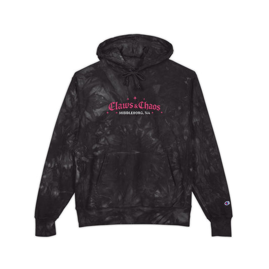 Tie-Dye Hoodie – Embroidered Black/Gray Champion Hoodie