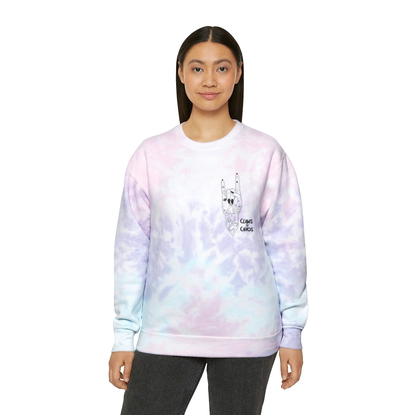 Unisex Tie-Dye Claws and Chaos Sweatshirt