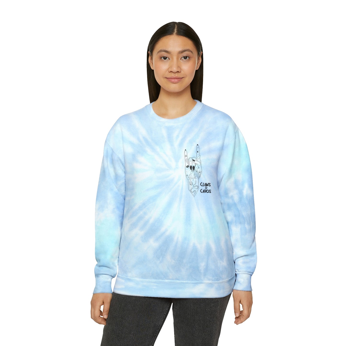 Unisex Tie-Dye Claws and Chaos Sweatshirt