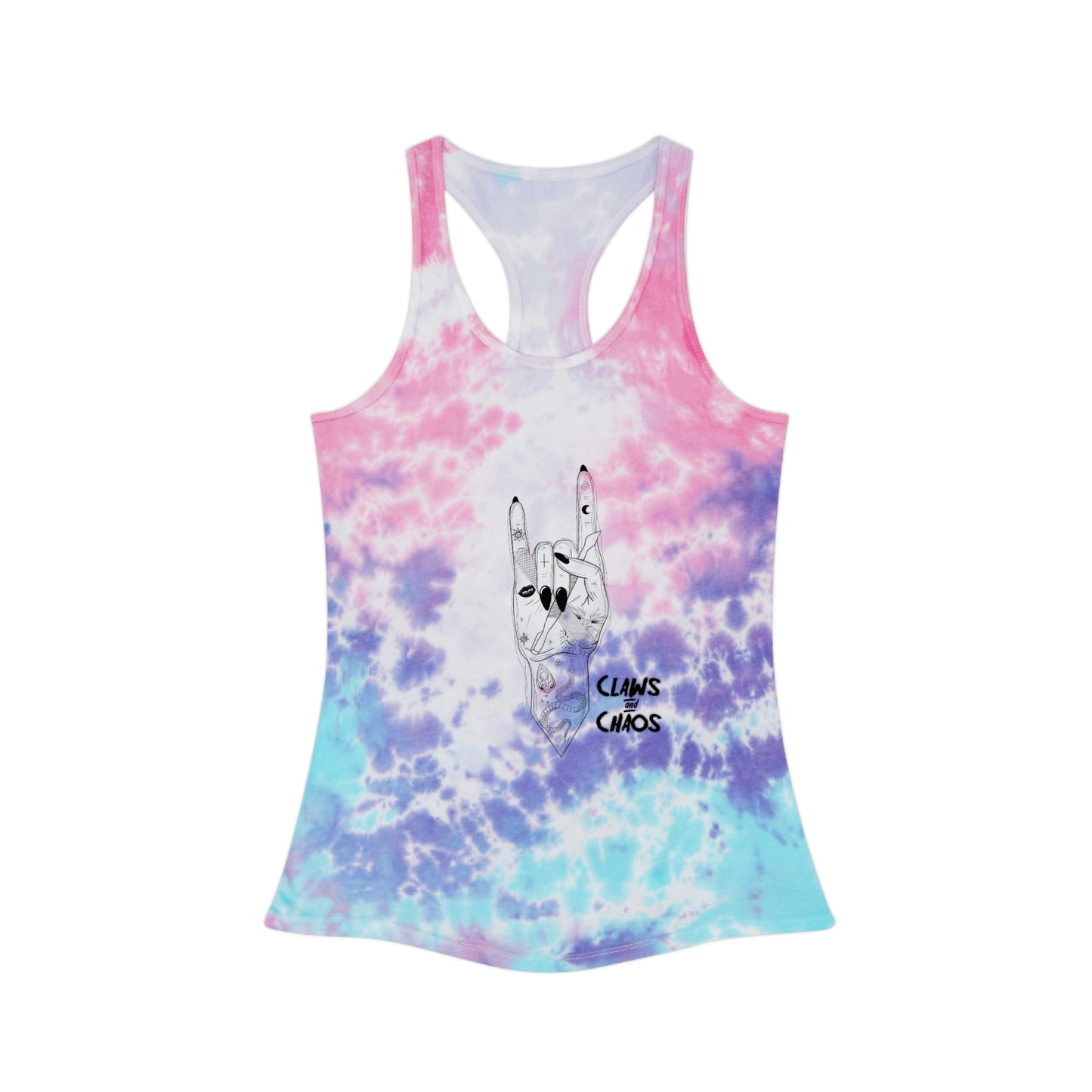 Claws and Chaos Tie Dye Racerback Tank Top