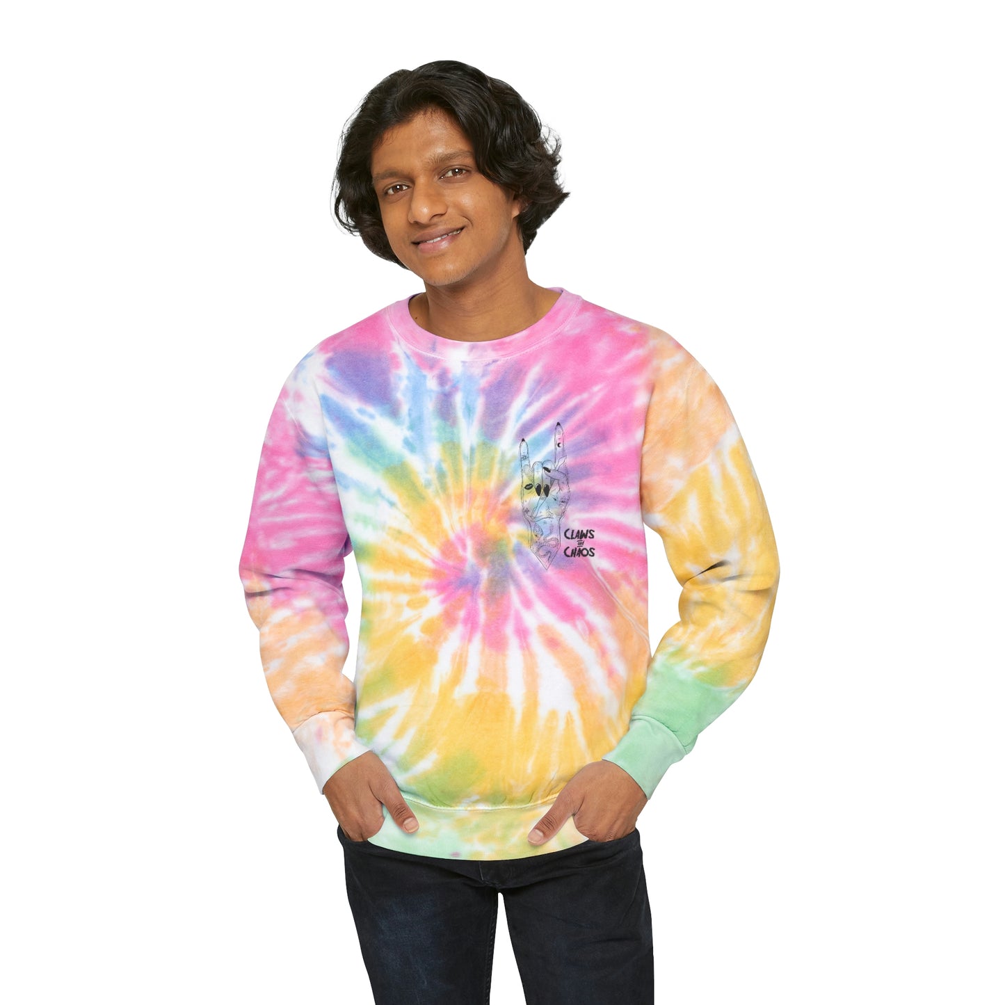 Unisex Tie-Dye Claws and Chaos Sweatshirt