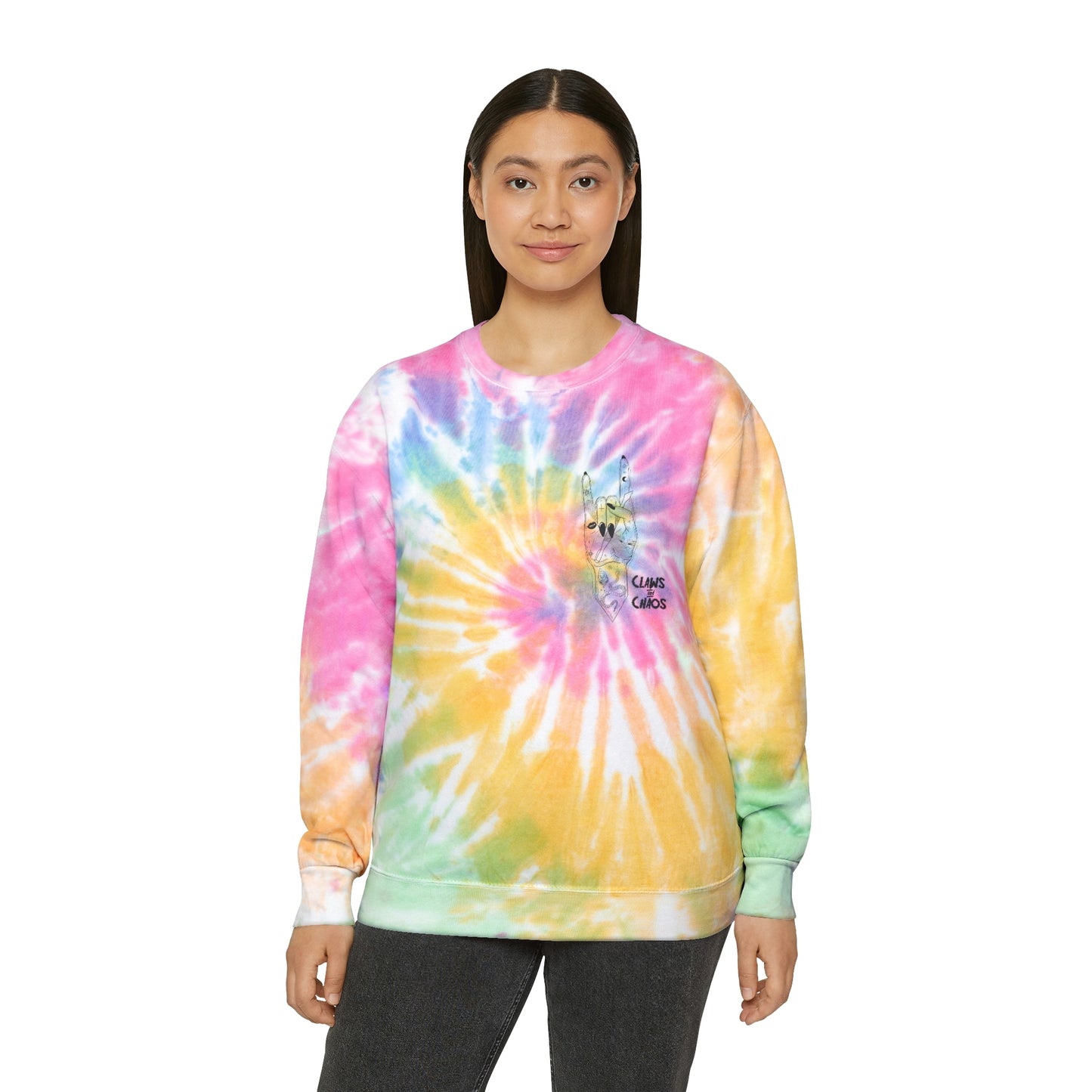 Unisex Tie-Dye Claws and Chaos Sweatshirt