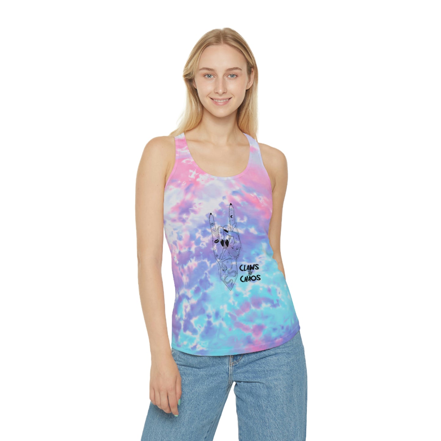 Claws and Chaos Tie Dye Racerback Tank Top