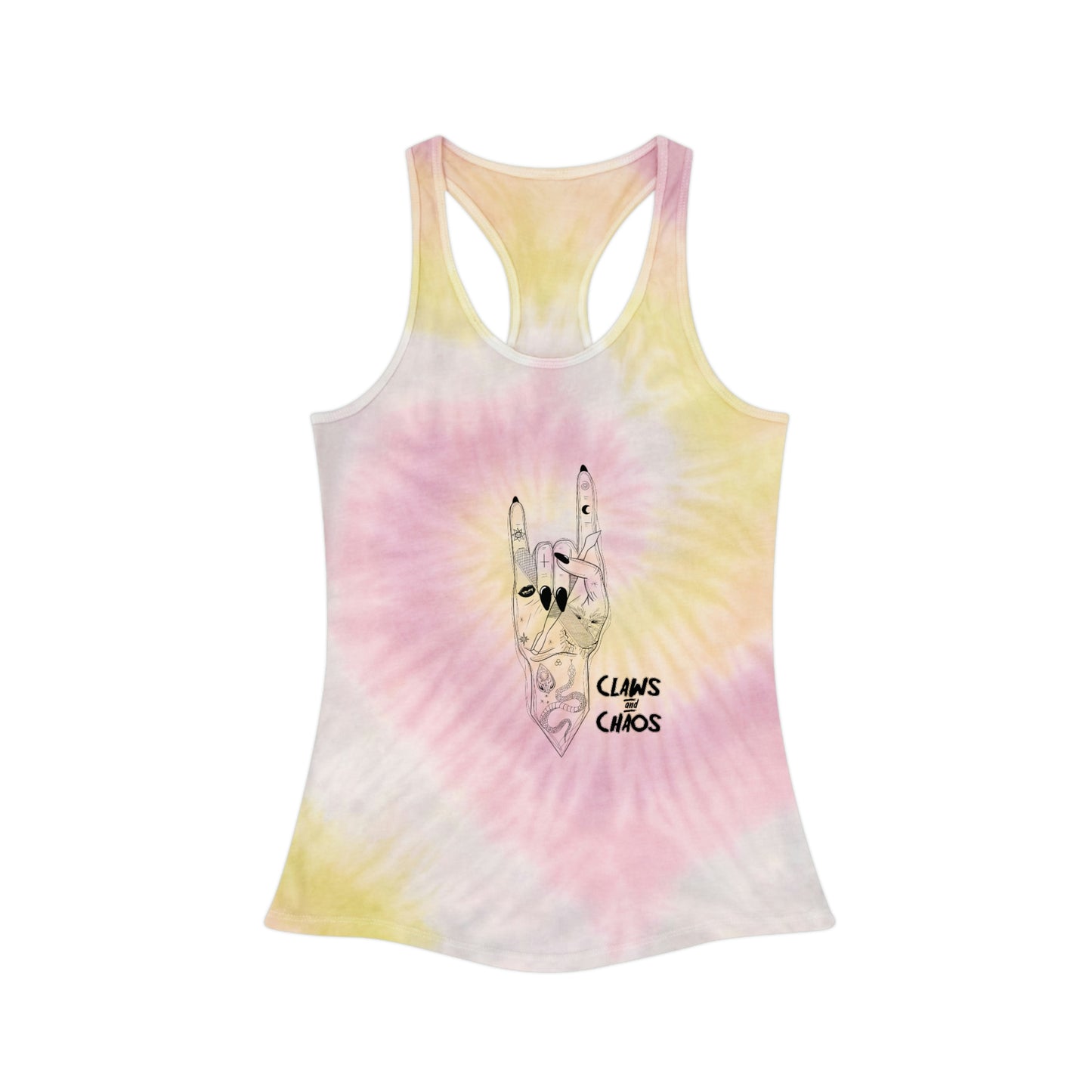 Claws and Chaos Tie Dye Racerback Tank Top