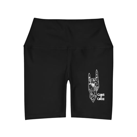 High Waisted Claws and Chaos Yoga Shorts